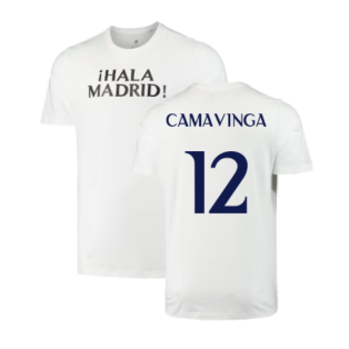 2023-2024 Real Madrid DNA Graphic Tee (White) (Camavinga 12)