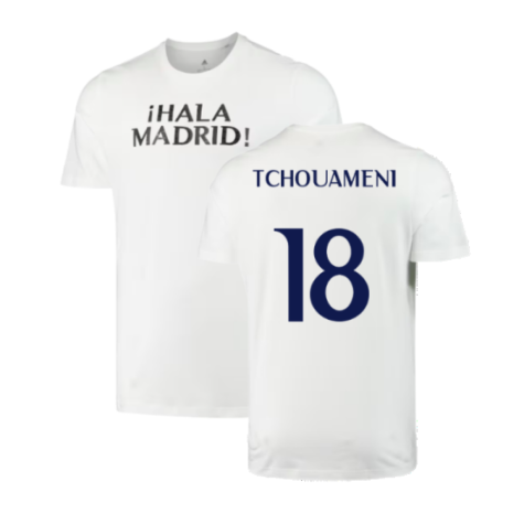 2023-2024 Real Madrid DNA Graphic Tee (White) (Tchouameni 18)
