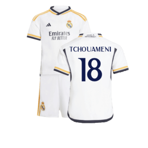 2023-2024 Real Madrid Home Mini Kit (Tchouameni 18)