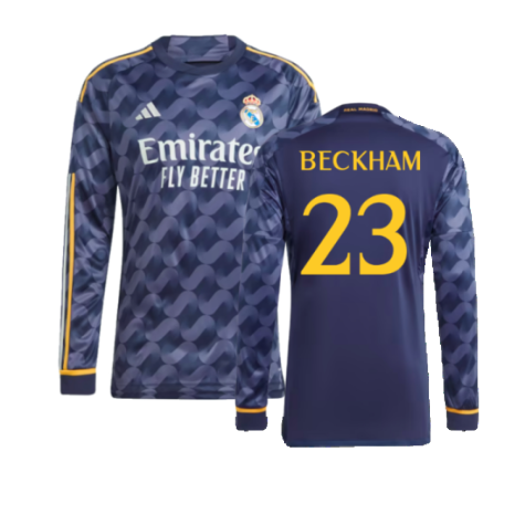 2023-2024 Real Madrid Long Sleeve Away Shirt (Beckham 23)