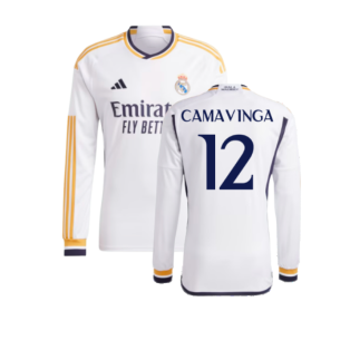 2023-2024 Real Madrid Long Sleeve Home Shirt (Camavinga 12)