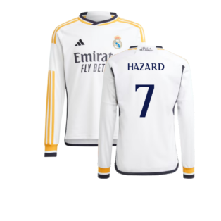 2023-2024 Real Madrid Long Sleeve Home Shirt (Kids) (Hazard 7)