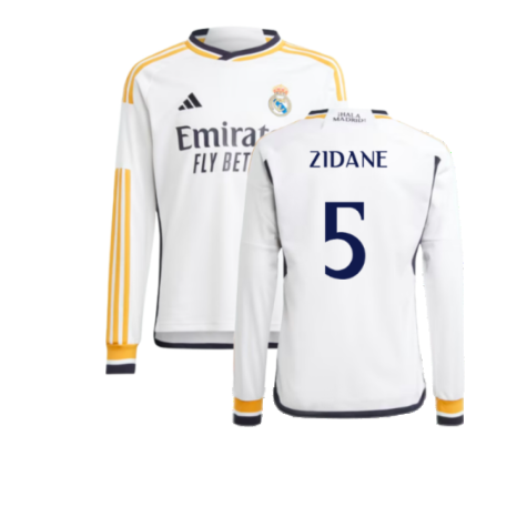 2023-2024 Real Madrid Long Sleeve Home Shirt (Kids) (Zidane 5)
