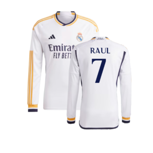 2023-2024 Real Madrid Long Sleeve Home Shirt (Raul 7)