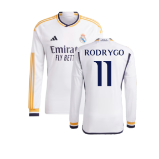 2023-2024 Real Madrid Long Sleeve Home Shirt (Rodrygo 11)