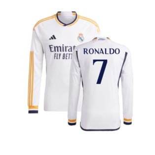 2023-2024 Real Madrid Long Sleeve Home Shirt (Ronaldo 7)