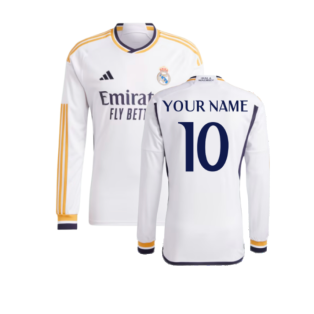 2023-2024 Real Madrid Long Sleeve Home Shirt (Your Name)