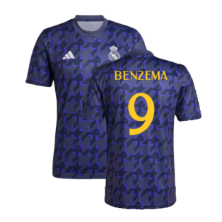 2023-2024 Real Madrid Pre-Match Shirt (Shadow Navy) (Benzema 9)