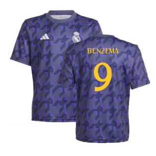2023-2024 Real Madrid Pre-Match Shirt (Shadow Navy) - Kids (Benzema 9)