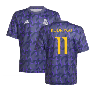 2023-2024 Real Madrid Pre-Match Shirt (Shadow Navy) - Kids (Rodrygo 11)