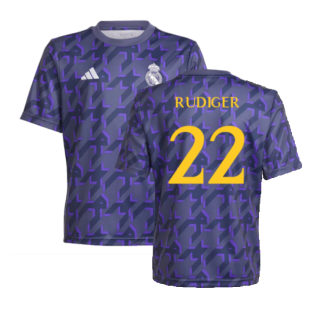 2023-2024 Real Madrid Pre-Match Shirt (Shadow Navy) - Kids (Rudiger 22)