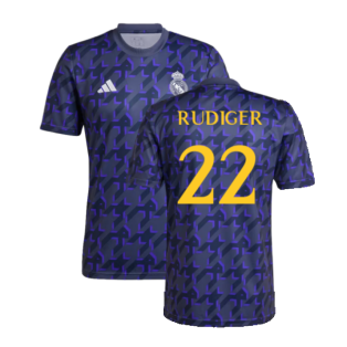 2023-2024 Real Madrid Pre-Match Shirt (Shadow Navy) (Rudiger 22)