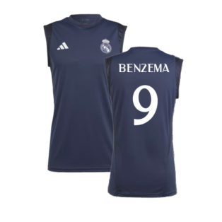 2023-2024 Real Madrid Sleeveless Jersey (Legend Ink) (Benzema 9)