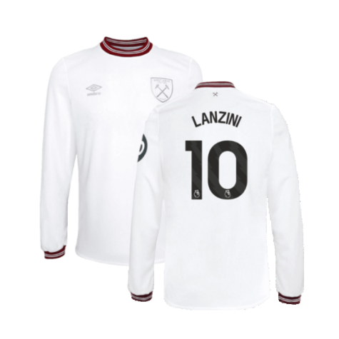 2023-2024 West Ham Long Sleeve Away Shirt (Kids) (LANZINI 10)