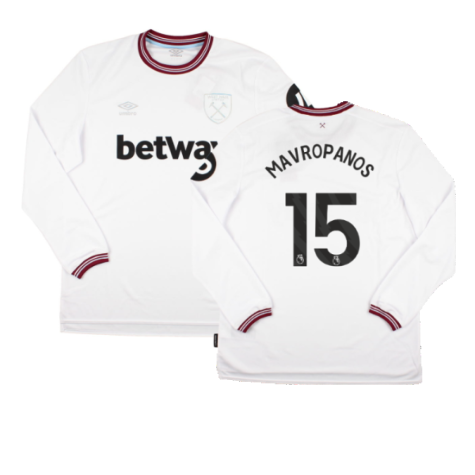 2023-2024 West Ham Long Sleeve Away Shirt (Mavropanos 15)