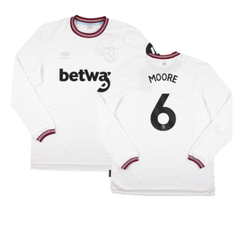 2023-2024 West Ham Long Sleeve Away Shirt (MOORE 6)