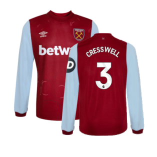 2023-2024 West Ham Long Sleeve Home Shirt (CRESSWELL 3)