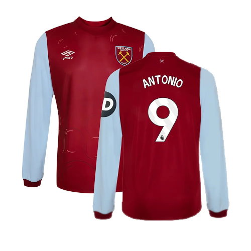 2023-2024 West Ham Long Sleeve Home Shirt (Kids) (ANTONIO 9) 2023-2024 West Ham Long Sleeve Home Shirt (Kids) (ANTONIO 9)