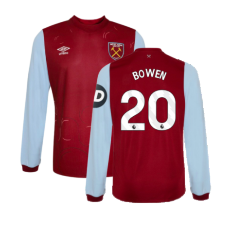 2023-2024 West Ham Long Sleeve Home Shirt (Kids) (BOWEN 20)