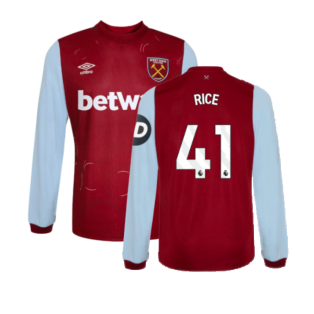 2023-2024 West Ham Long Sleeve Home Shirt (RICE 41)