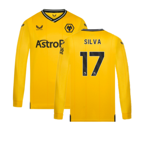 2023-2024 Wolves Long Sleeve Home Shirt (SILVA 17)