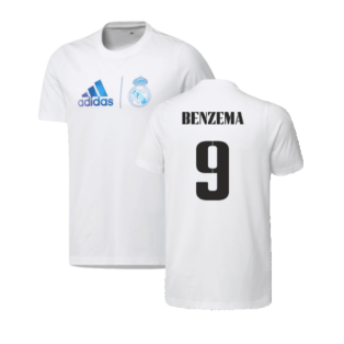 2023 Real Madrid Graphic Tee (White) (BENZEMA 9)
