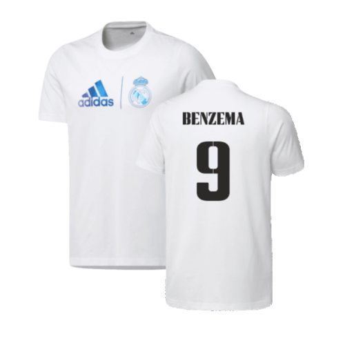2023 Real Madrid Graphic Tee (White) (BENZEMA 9)  2023 Real Madrid Graphic Tee (White) (BENZEMA 9)