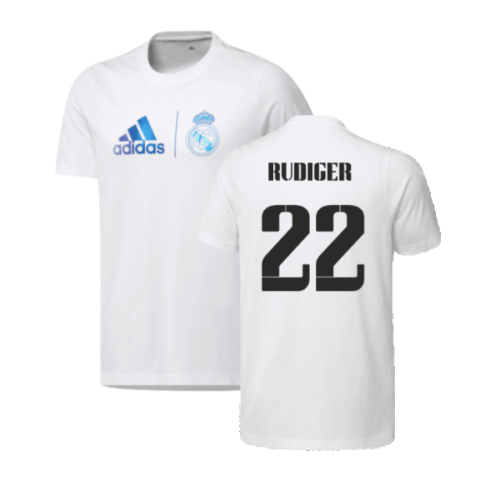 2023 Real Madrid Graphic Tee (White) (RUDIGER 22)  2023 Real Madrid Graphic Tee (White) (RUDIGER 22)