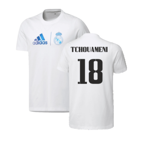 2023 Real Madrid Graphic Tee (White) (TCHOUAMENI 18)