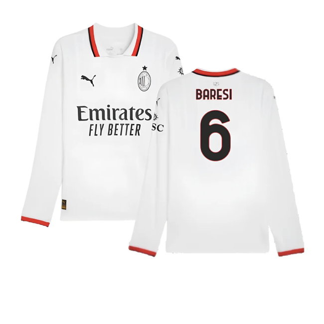 2024-2025 AC Milan Away Long Sleeve Shirt (Baresi 6)