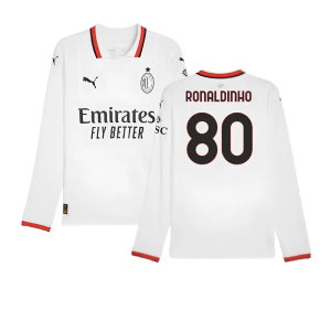 2024-2025 AC Milan Away Long Sleeve Shirt (Ronaldinho 80)
