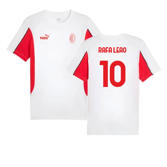 2024-2025 AC Milan FtblArchive Tee (White) (Rafa Leao 10)