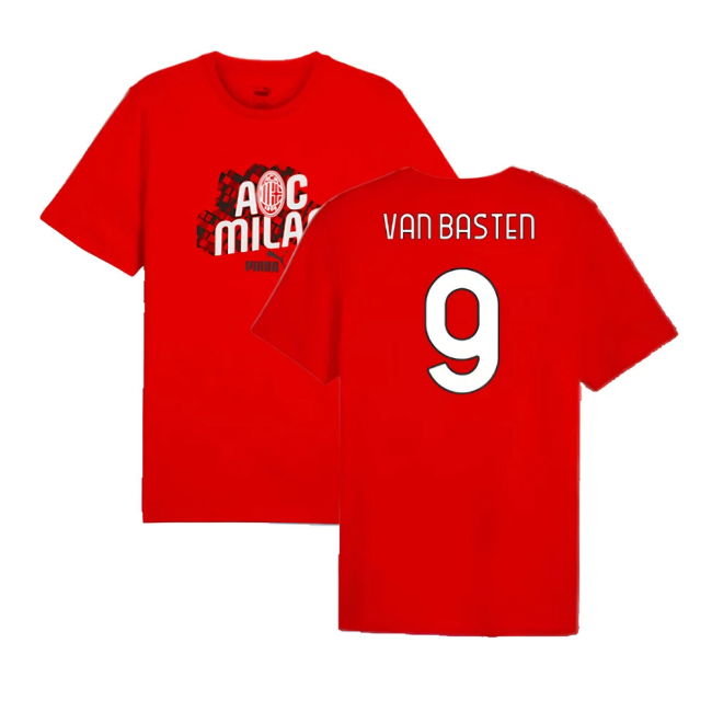 2024-2025 AC Milan ftblCulture Tee (Red) (Van Basten 9)