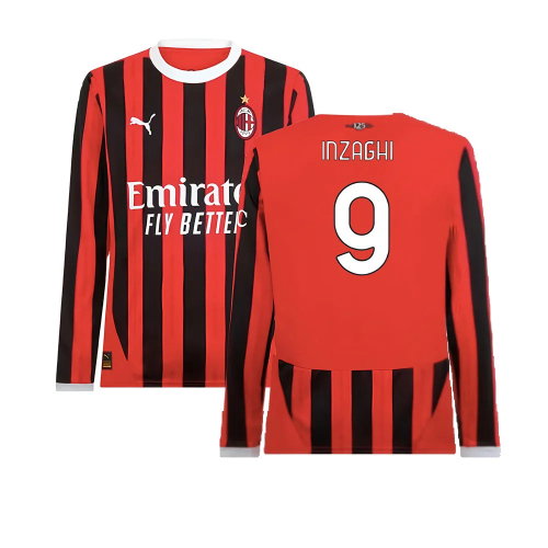 2024-2025 AC Milan Home Long Sleeve Shirt (Inzaghi 9)