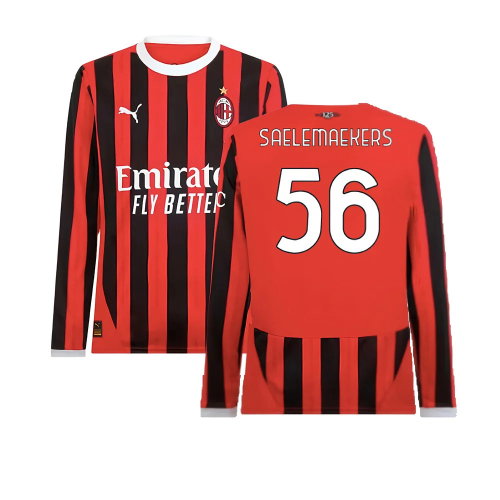 2024-2025 AC Milan Home Long Sleeve Shirt (Saelemaekers 56)
