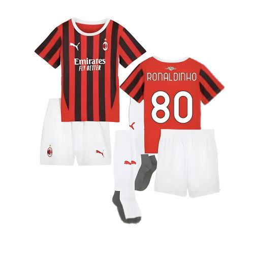 2024-2025 AC Milan Home Mini Kit (Ronaldinho 80)