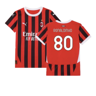 2024-2025 AC Milan Home Shirt (Kids) (Ronaldinho 80)