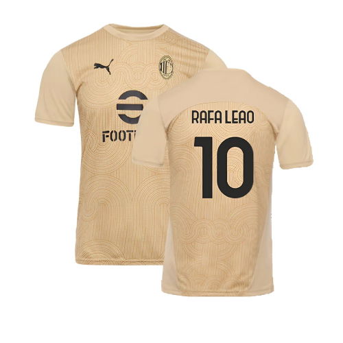 2024-2025 AC Milan Pre-Match Shirt (Putty) (Rafa Leao 10)