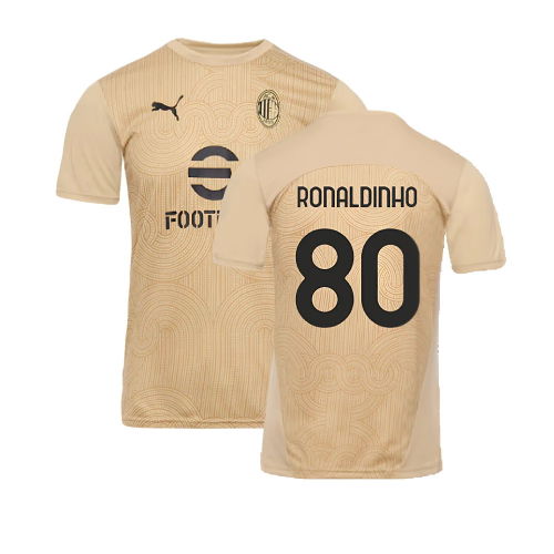 2024-2025 AC Milan Pre-Match Shirt (Putty) (Ronaldinho 80)