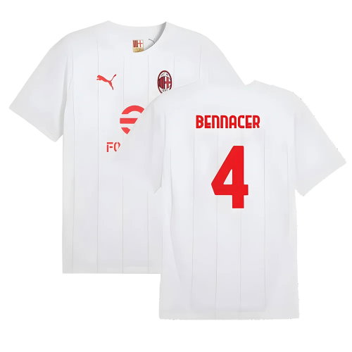2024-2025 AC Milan Prematch SS Jersey (White) (Bennacer 4)
