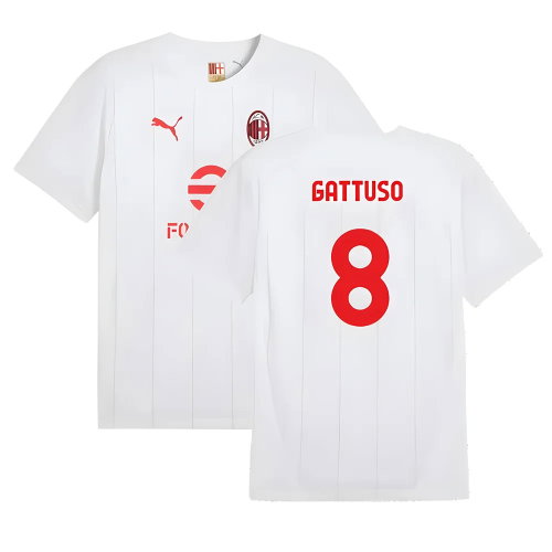 2024-2025 AC Milan Prematch SS Jersey (White) (Gattuso 8)