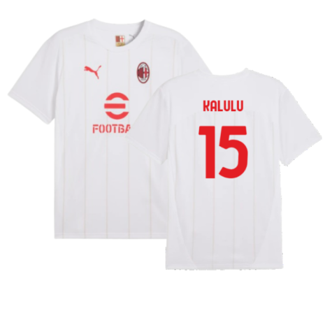 2024-2025 AC Milan Prematch SS Jersey (White) (Kalulu 15)