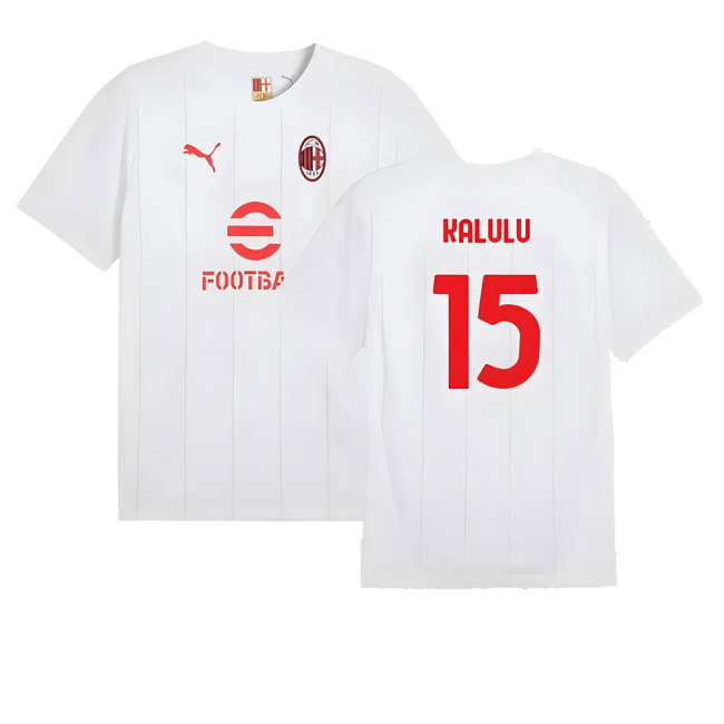 2024-2025 AC Milan Prematch SS Jersey (White) (Kalulu 15)