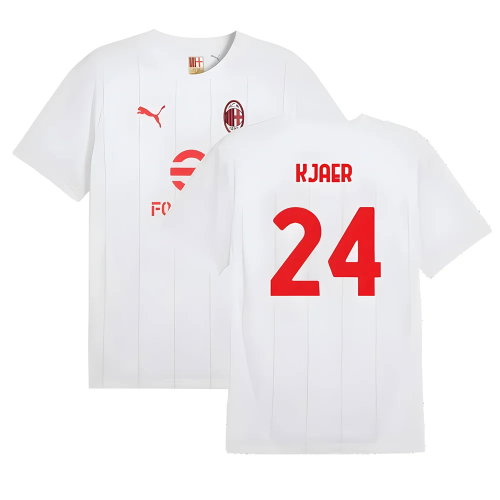 2024-2025 AC Milan Prematch SS Jersey (White) (Kjaer 24)