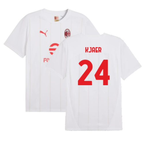 2024-2025 AC Milan Prematch SS Jersey (White) (Kjaer 24)