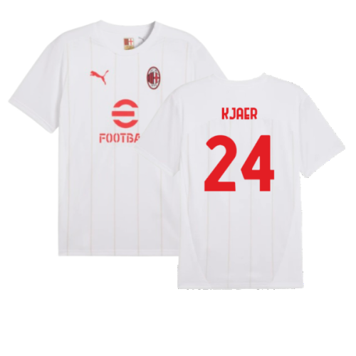 2024-2025 AC Milan Prematch SS Jersey (White) (Kjaer 24)