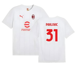 2024-2025 AC Milan Prematch SS Jersey (White) (Pavlovic 31)