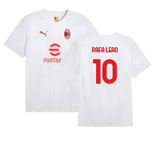 2024-2025 AC Milan Prematch SS Jersey (White) (Rafa Leao 10)