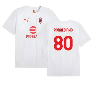 2024-2025 AC Milan Prematch SS Jersey (White) (Ronaldinho 80)