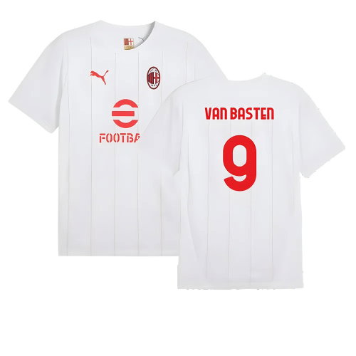 2024-2025 AC Milan Prematch SS Jersey (White) (Van Basten 9)